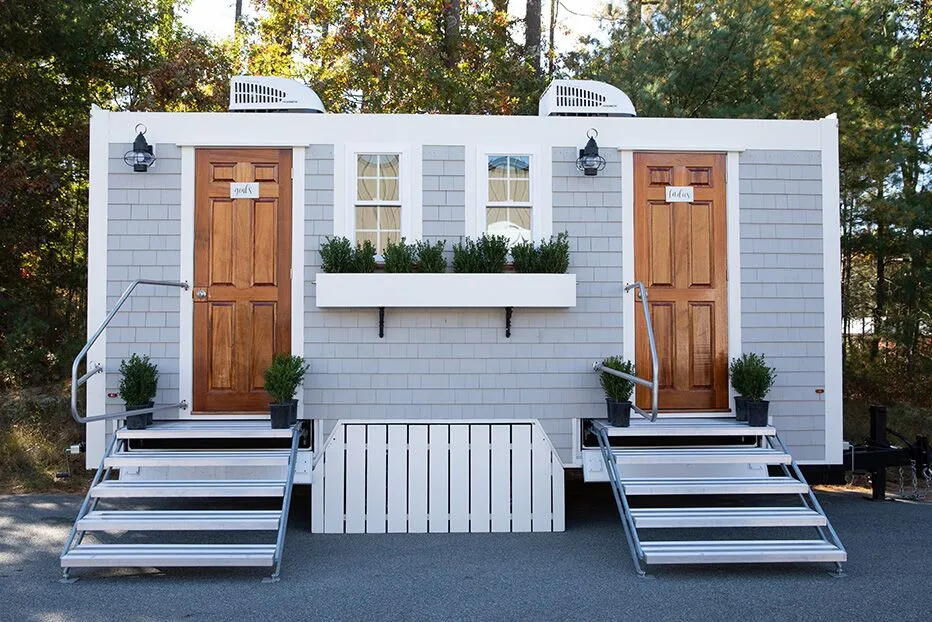 Wedding restroom units discretely staged at a venue in Hot Springs, Arkansas
